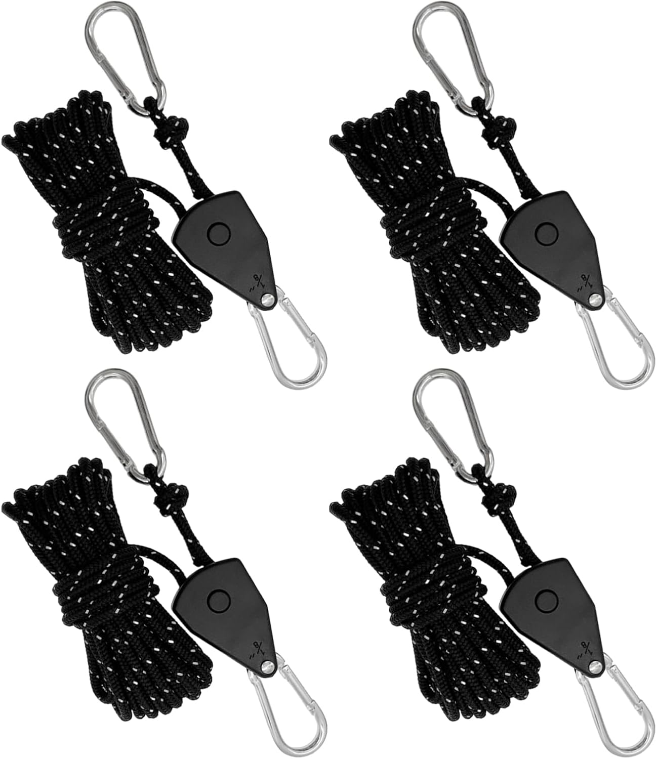 4 Stück Reflektierende Zeltabspannleinen Mit Umlenkrolle, Robuste 1/8"-seilspanner, 4 Mm Zeltabspannleine Mit Aluminiumversteller