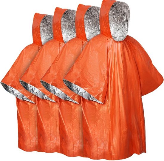 Notfall Regencape, 34 Teiliges Set Isolierter Schlafsäcke Aus Polyesterfolie Mit Kapuze, Warm, Wasser Und Winddicht, Für Camping, Wandern Und And