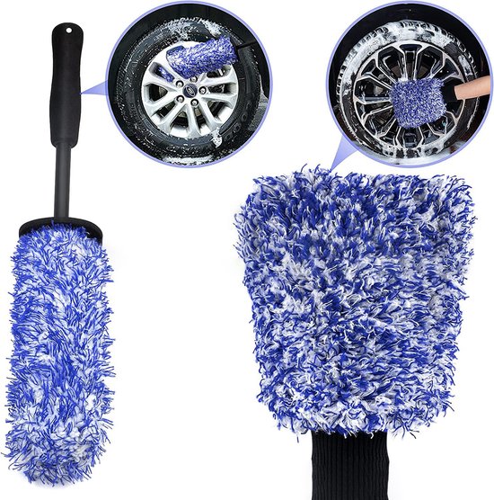 2 Teiliges Set Felgenbürsten Felgenbürste Mit Langem Griff Maschinenwaschbarer, Fusselfreier, Saugfähiger Detailreinigungshandschuh Hochsaugfähig