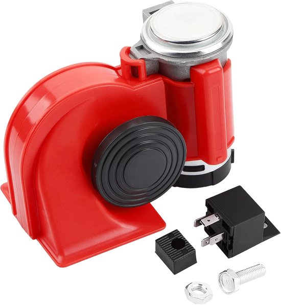 Für Zweitonhörner, Superlaute Elektrische Lufthörner, Elektrische Pumpensirenen, Auto, Motorrad 12 V Universal, Aluminium Und Abs, Rot