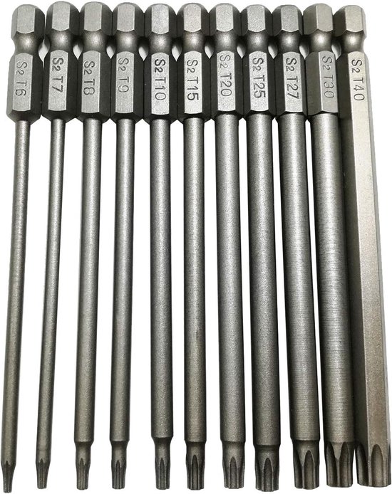 11 Teilig Schraubendreher Bits Langes Torx Schraubendreher Set Hohl Torx Bit Set S2 Stahl Mit Sicherheitskopf Sechskantschaft 100 Mm T6 T7 T8 T9
