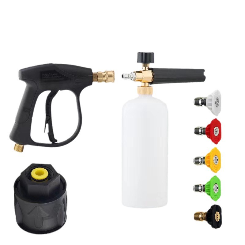 Schaumlanze Für Hochdruckreiniger Mit 5 Düsen, Adapter, 1 L, Verstellbarem 1/4"-schnellanschluss, Schaumkanonenflasche, Seifenspender Für Die Autowäsche