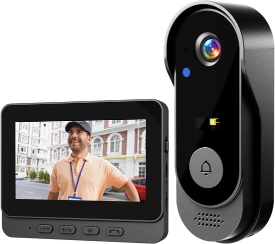 Kabellose Video Türklingel Mit 2,4 Ghz Verbindung, Kein Netzwerk Oder App Erforderlich, Videoanruf, Zwei Wege Audio, Nachtsicht, Ip66 Wasserdicht