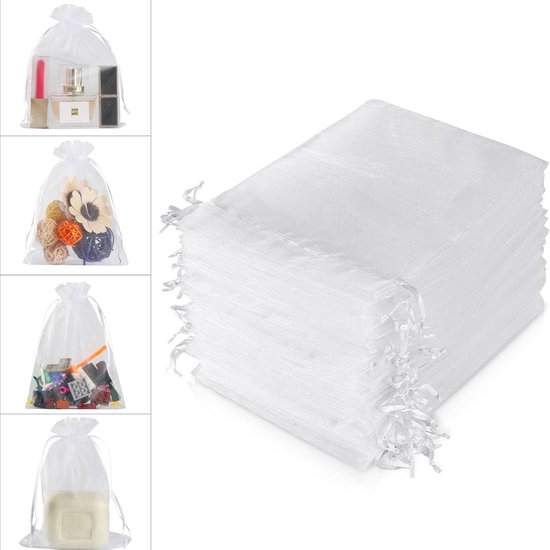 100 Aufbewahrungsbeutel Netzbeutel Geschenktüten Organza Geschenktüten Beutel Mit Kordelzug Für Gastgeschenke Bei Hochzeiten 10 X 15 Cm Weiß