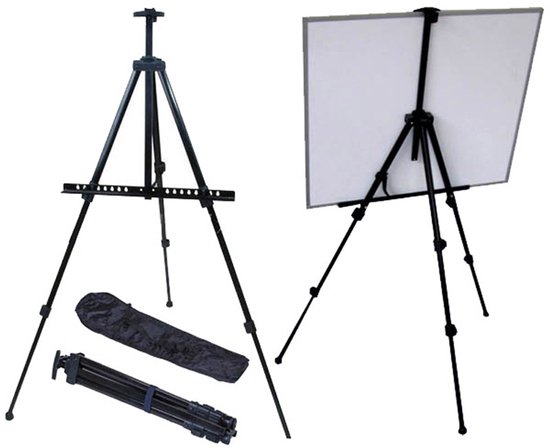 1 Set Tragbarer, Verstellbarer Staffeleien Aus Aluminium, Für Leinwände Von 48 Bis 168 Cm Höhe, Besonders Stabil Für Tisch Und Bodenmalerei. Schw