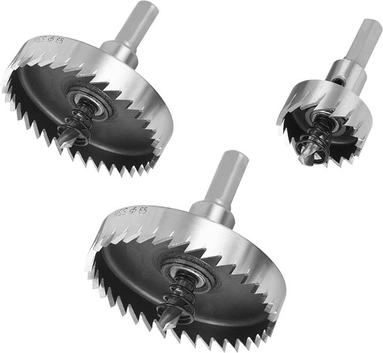 3 Teiliges Hss Metalllochsägen Set Präzises Schneiden Von Stahl, Edelstahl Und Dünnem Blech (1 1/4'' 2 9/16'' 3'') Mit Rutschfester Tri Grip Spin