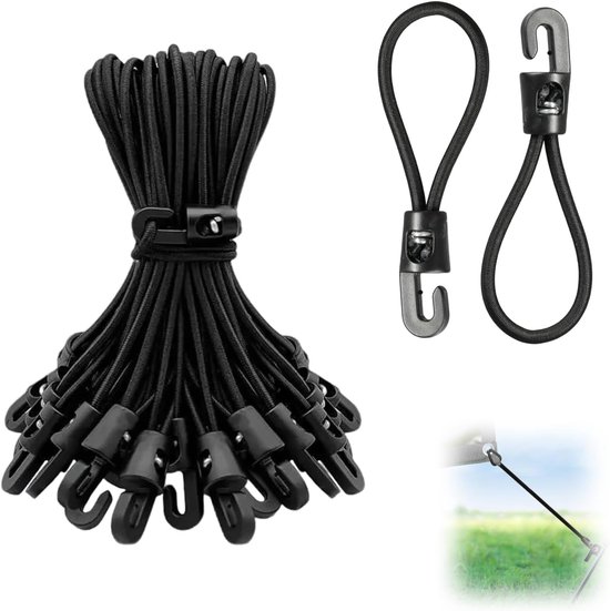 25 Stück Elastische Spanner Mit Haken 10 Cm Starke Spanngummis Für Zelte Und Planen Multifunktionale Befestigungshaken Schwarz