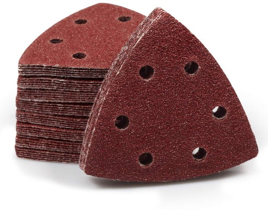 Schleifpapier 50 Stück Körnung 40 90 Mm 6 Löcher Dreieckige Schleifpads Schleifblätter Schleifpapier Schleifpads Für Multifunktionswerkzeuge Für