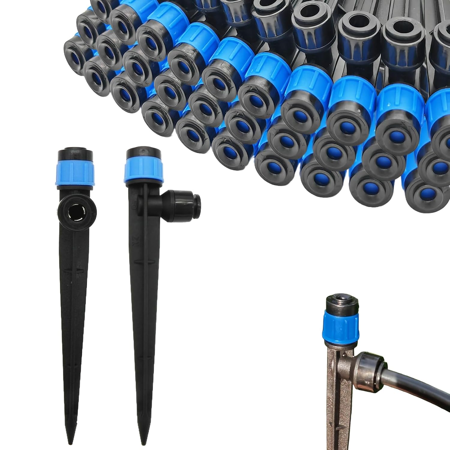 30 Tropfbewässerungsdüsen – Schnellanschluss An 1/4"-rohr – Verstellbare 360°-tropfer An 5,5"-erdspießen – Gartenbewässerungssystem