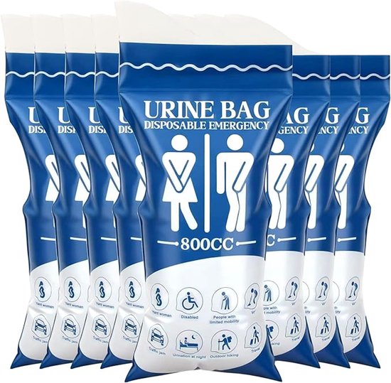 8 Teiliger Einweg Urinbeutel, 800 Ml, Tragbarer Gel Urinbeutel Für Camping, Reisen, Auto, Toiletten, Notfälle, Superabsorbierender Urinbeutel Für