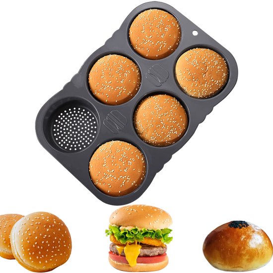 Silikon Hamburgerform Mit 6 Mulden, Antihaftbeschichtet Und Hitzebeständig, Für Selbstgebackenes Brot Und Andere Backwaren, Benutzerfreundliche H