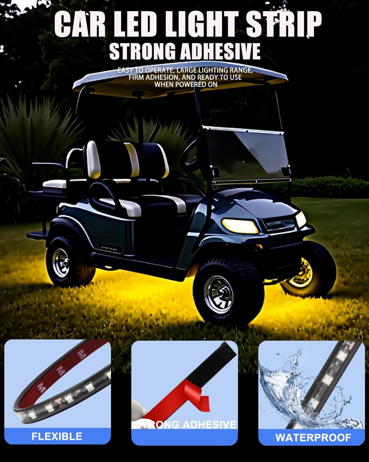 4 Stück 12v Led-streifen, 30 Cm, Wasserdicht – Bernstein – Für Auto, Motorrad, Boot Und Golfwagen