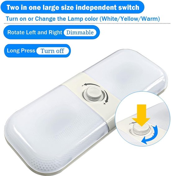Für 12v Led Deckenleuchten Für Wohnmobile, Dimmbare Dachleuchten, 12v Led Lampe Mit Memory Schalter, Warmweißes Licht, Für Lkw, Wohnwagen, Wohnmo