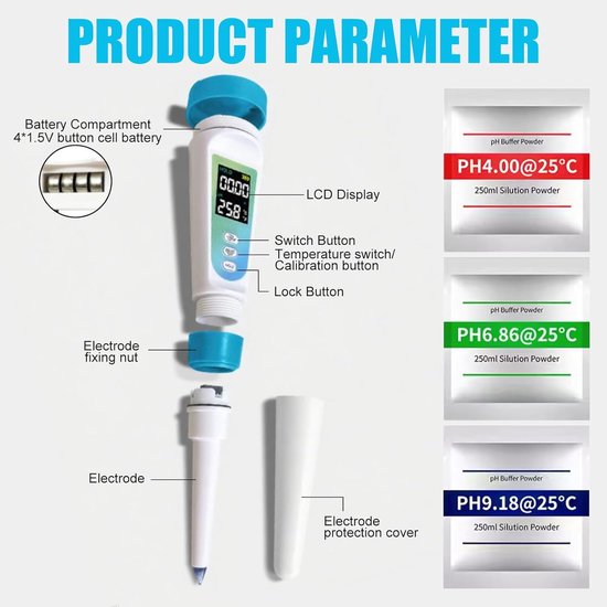 Lebensmittel Ph Meter, Professionelles Ph Messgerät Mit Beleuchtetem Lcd Bildschirm Und Atc 0,01 Hohe Präzision Digitales Ph Messgerät Für Lebens