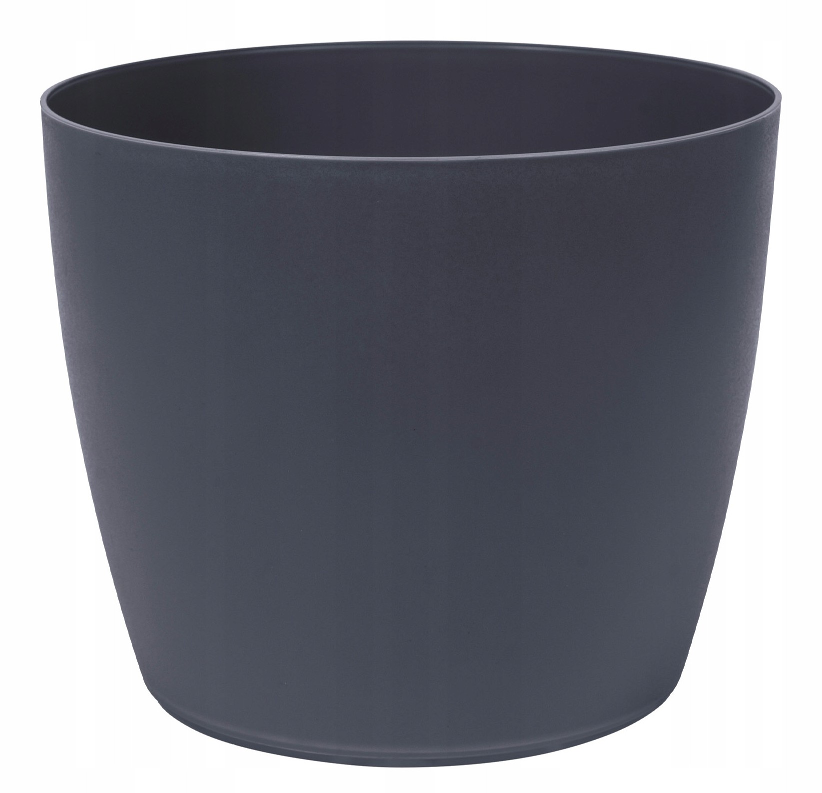 Kunststoff-blumentopf Mit Rundem Deckel, Glatt, Anthrazit, 15 Cm, Mati