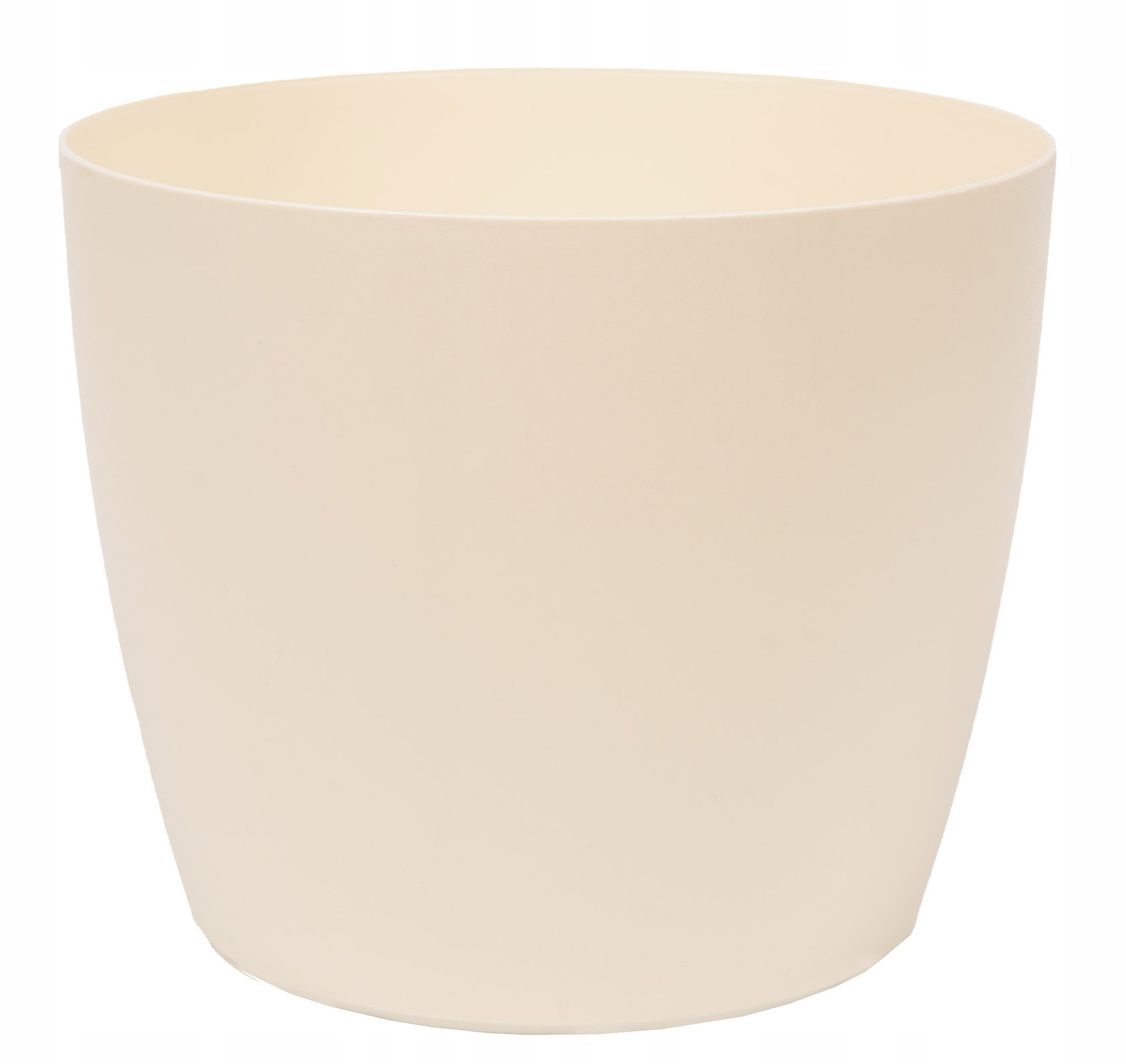 Kunststoff-blumentopf Mit Rundem Deckel, Glatt, Cremefarben, 15 Cm, Mati