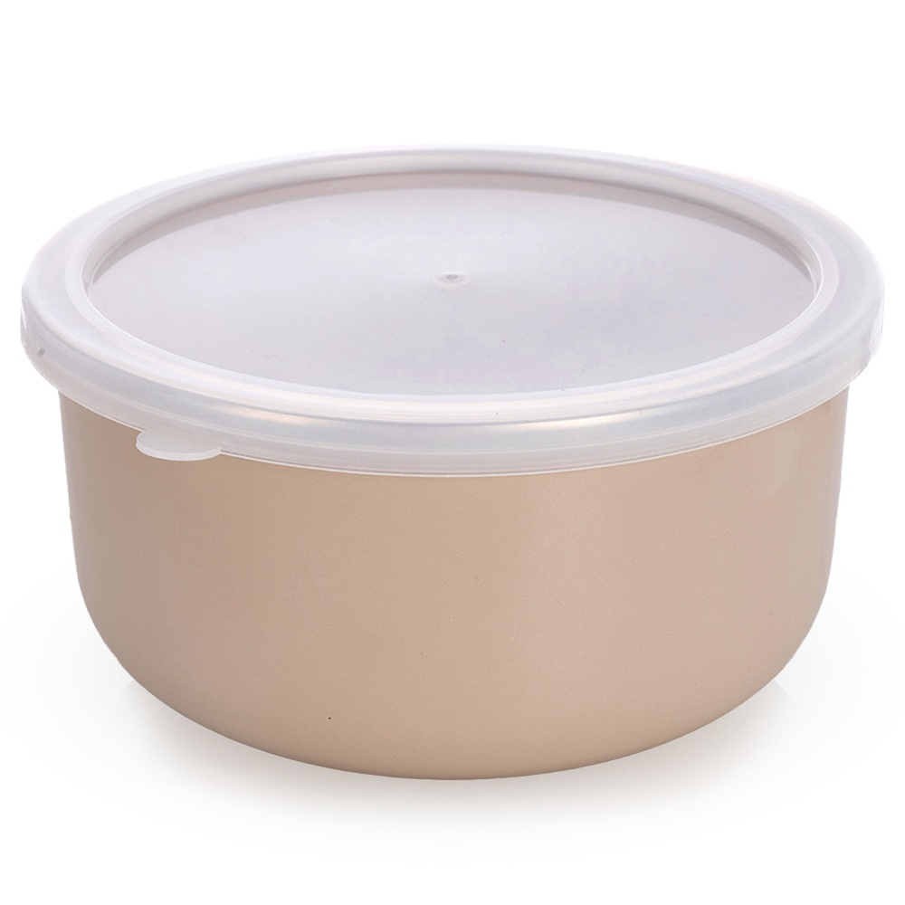 Beige Emaille-schüssel Mit Deckel, 16,5 Cm, 1,3 L
