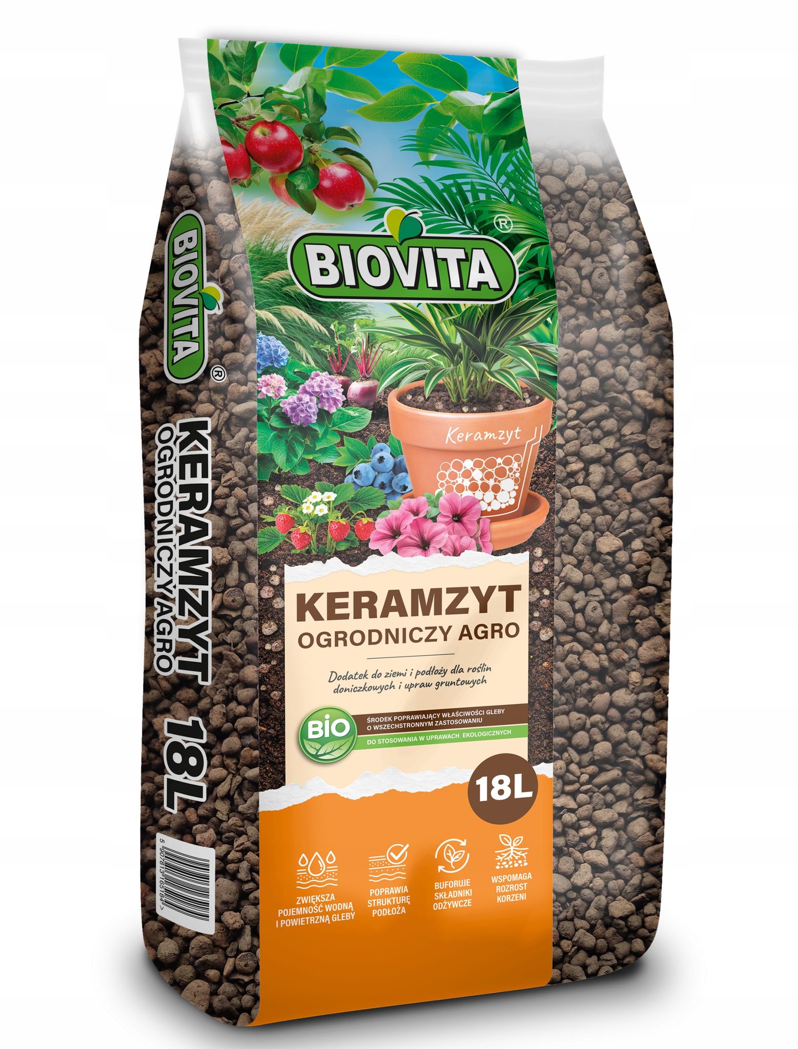 Biovita Blähton Für Den Garten, 8–16 Mm, Topfpflanzen, Effizient, Rein, 18 L