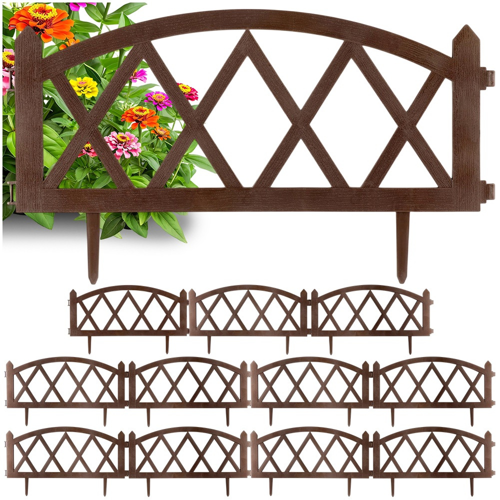 Brauner Gartenzaun 57x25 Cm 12 Stück.