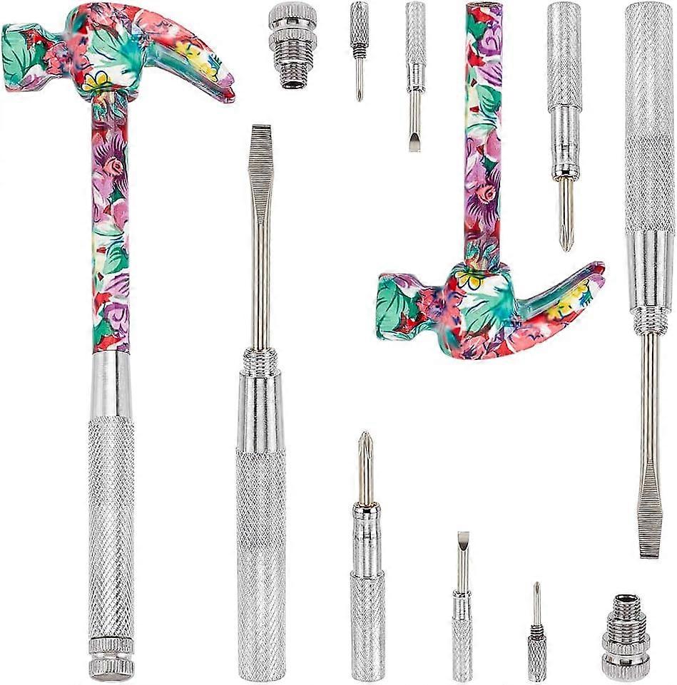 2er-set 6-in-1 Metallhammer & Schraubendreher-set Multifunktionaler Mini-metallhammer Kleines Multifunktionswerkzeug Hammer Mit Schlitz-/flachkopf-kreuzschlitzschraubendreher