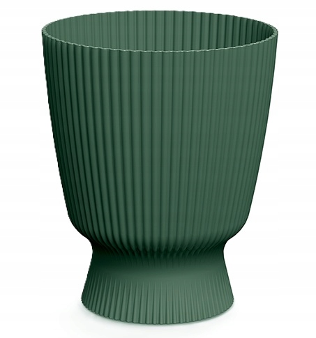 Runder Kunststoffblumentopf Mit Geriffeltem Deckel, Grün, 22 Cm, Milly