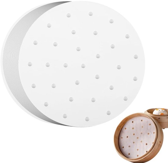 100 Dim Sum Papiere Rund, 20 Cm Antihaftbeschichtung Und Bambus