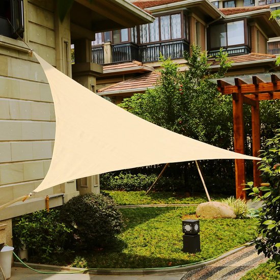 Dreieckiges Sonnensegel, 12' X 12' X 12', Sandfarben Uv Beständig Für Terrasse, Garten Und Außenbereiche