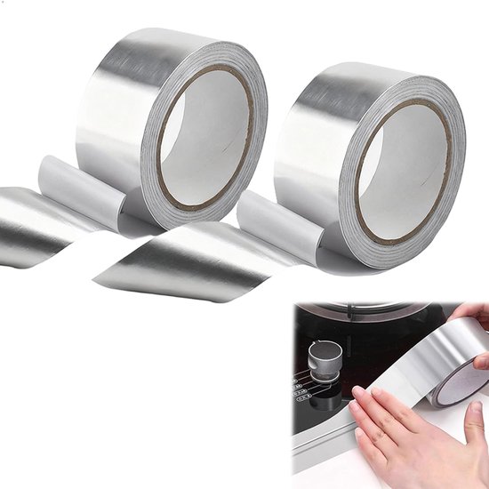 2 Rollen Wärmedämmband, Wasserdichtes Klebeband, Wasserfestes Klebeband, Korrosionsbeständiges Klebeband, Aluminiumband, Für Küchen, Dächer, Kabe