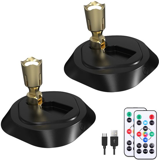 Ferngesteuerte Led Strahler (2er Set) Batteriebetrieben, Mit Timerfunktion, Wiederaufladbar, 16 Einstellbare Farben, Dimmbar Für Kunstwerke/gemäl