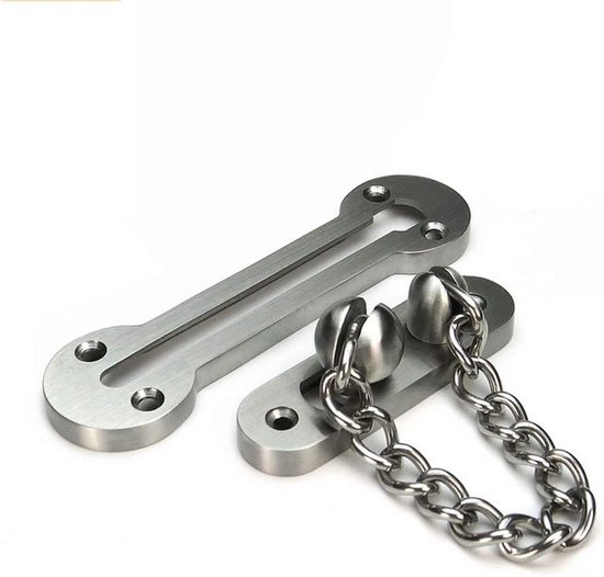 Extra Dickes Türschloss Mit Kette Sicherheitskette Aus Edelstahlguss, Robuster Verriegelungsmechanismus, Oberfläche Aus Gebürstetem Nickel (delux