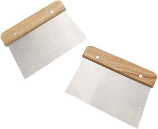 2 Teilig Teigschaber 15,2 Cm Teigschaber Aus Edelstahl Holzgriff Teigschneider Edelstahl Gemüseschneider Pizzamesser Für Kuchen Und Torten
