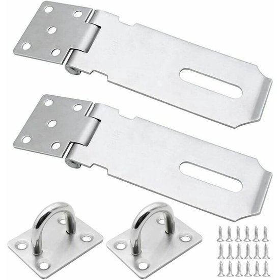 2 Sets Schlösser Schranktürschlösser 4 Zoll Verstärkt 180° Drehschloss Mit Schrauben Edelstahl Silber