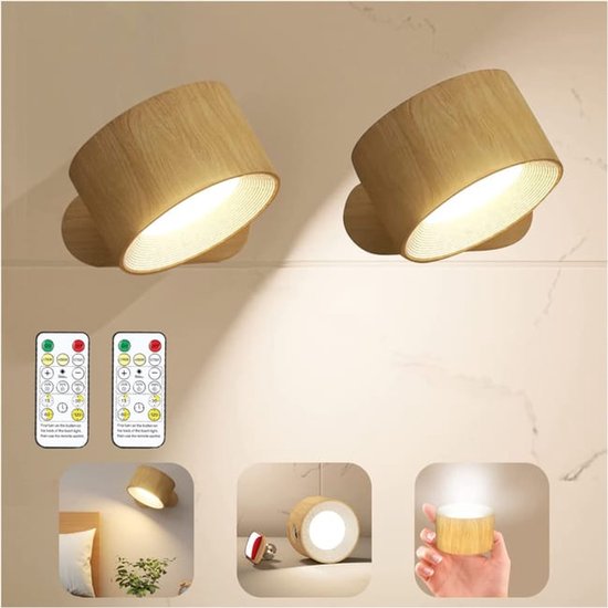Zwei Led Leseleuchten, Eine Wandleuchte Mit Drei Farbtemperaturen, Eine Fernbedienung Und Eine Um 360° Drehbare Magnetkugel.