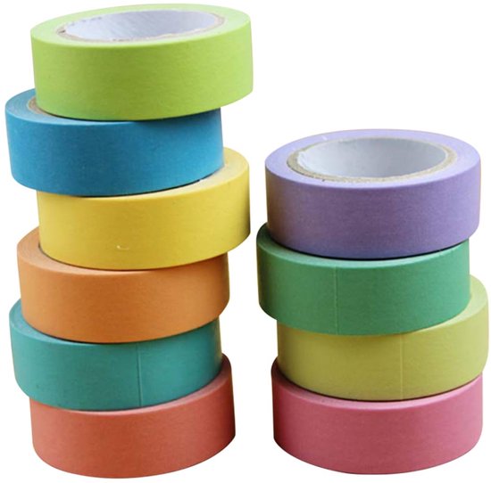 10 Farbige Streifen Masking Tape Washi Tape Bunte Aufkleber Buchklebeband 10 Bonbonfarben Zum Abreißen 10 M Für Bastelarbeiten Diy Zum Gestalten