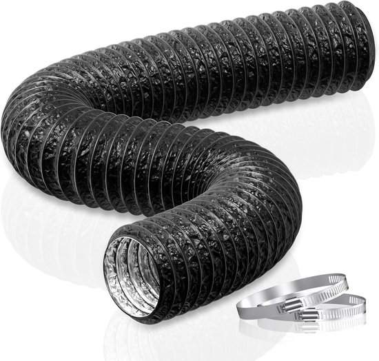 100 Mm Ablaufschlauch 6 M Flexibel, Pvc Aluminium, Schallisoliert Belüftungsschlauch Für Wäschetrockner, Mobile Klimaanlage, Growzelt Schwarz 1 S