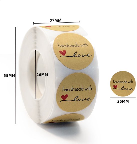 2 Rollen Kraftpapier Dosenetiketten, Runde Aufkleber (25 Mm Durchmesser, Insgesamt 1000 Blatt), Selbstgemachte Herzförmige Etiketten, Runde Dosen