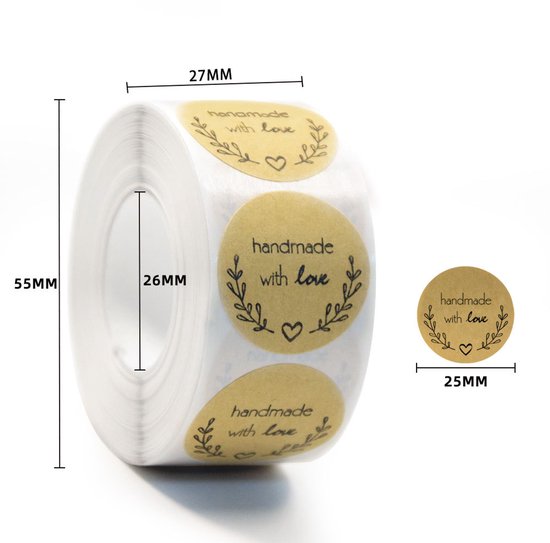 Rollen Kraftpapier Dosenetiketten, Runde Aufkleber (25 Mm Durchmesser, Insgesamt 1000 Blatt), Selbstgemachte Herzförmige Etiketten, Runde Dosenet