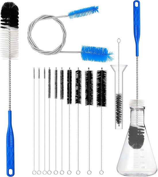 Set Mit 12 Glasrohrreinigungsbürsten, Langer Nylonstrohhalmbürste Für Glastrichter Und Flaschen, 43 Cm Langer Griff, 21 Cm Lange Bürsten Mit Vers