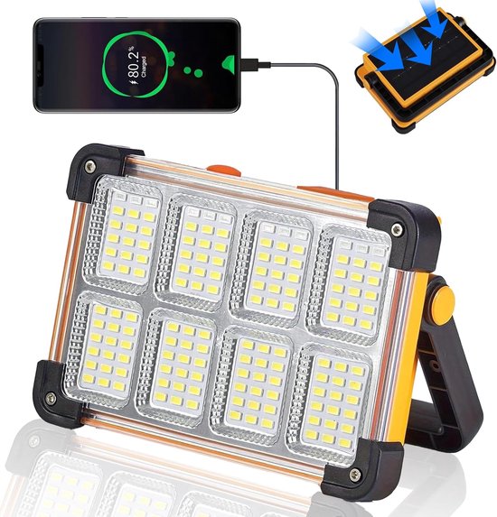 150 W Solar Arbeitsleuchte, 1500 Lm 144 Leds Mit Stativ 4 Helligkeitsstufen Ip54 Wasserdicht
