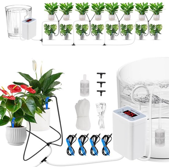 Automatisches, Solarbetriebenes Bewässerungssystem Für Den Garten Für 16 Topfpflanzen 3 M Schlauch Tropfbewässerungssystem Für Garten, Gewächshau