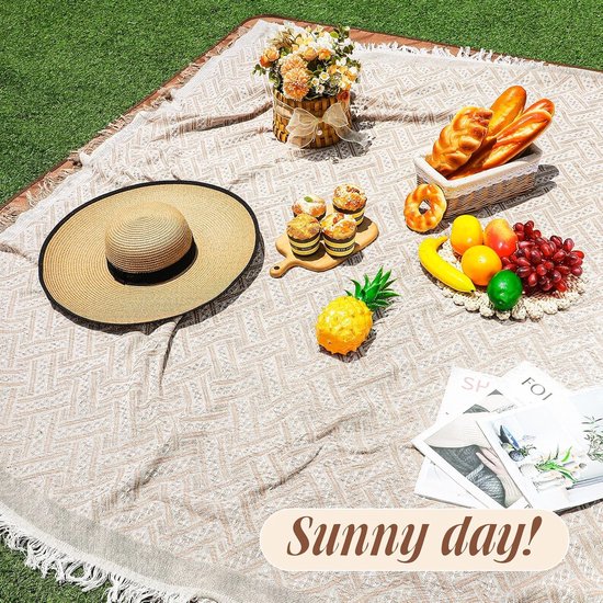 Picknickdecke 180 × 180 Cm, Doppellagige Strand Und Grasmatte, Sandabweisend, Faltbar Mit Tragegurt Für Camping, Park Und Strand