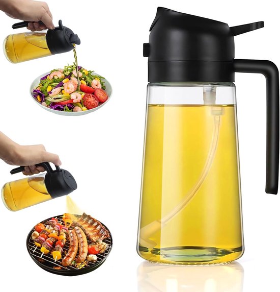 2 In 1 Ölzerstäuber Zum Kochen, 470 Ml Lebensmittelechter Ölzerstäuber, Für Heißluftfritteuse Und Grill, Hochwertiger Ölzerstäuber