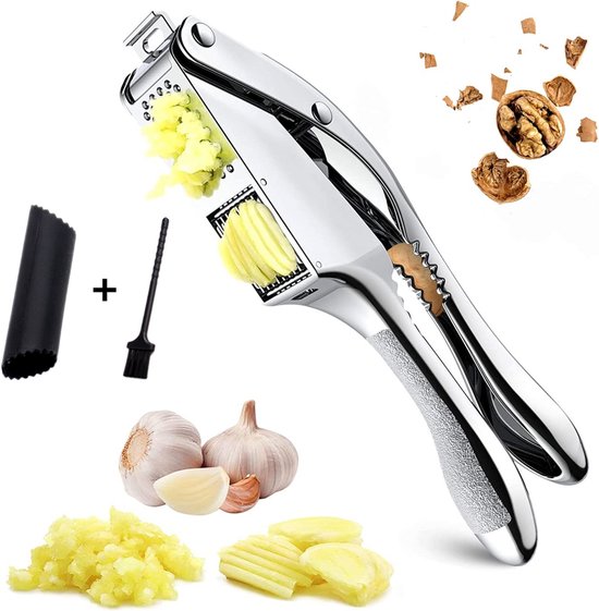 Knoblauchpresse Aus Edelstahl 2 In 1 Knoblauchschneider Und Zerkleinerer Ergonomischer Griff Leicht Zu Reinigen Knoblauchpresse Und Stampfer Spül