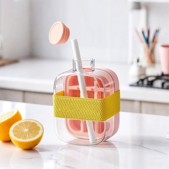 2 In 1 Eisflasche Eiswürfelflasche Mit Strohhalm Eiswürfelbereiter Eiswürfelform Für Selbstgemachte Eiswürfel Kunststoff 10,5 X 17,3 X 10 Cm Für