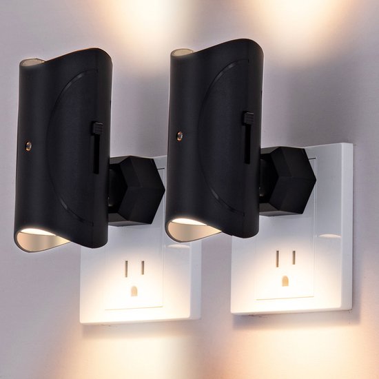 Induktives Nachtlicht Einstellbare Helligkeit Und Drehbarer Stecker Stimmungslicht Für Flur, Wohnzimmer Und Schlafzimmer 2 Stück Pro Packung