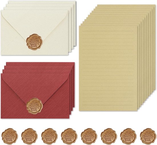 26 Teiliges Büroartikel Set Vintage Papier Briefpapier Und Umschläge Für Hochzeiten, Geburtstage, Weihnachten, Valentinstag Und Einladungen Authe