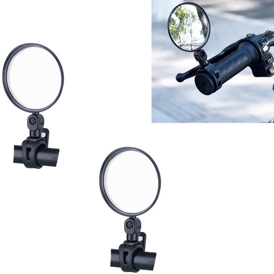 2 Teiliger Fahrradspiegel Weitwinkel Konvexspiegel 360° Drehbarer Rückspiegel Reflektor Lenkerspiegel Verstellbarer Spiegel Sicherheitsspiegel Fü