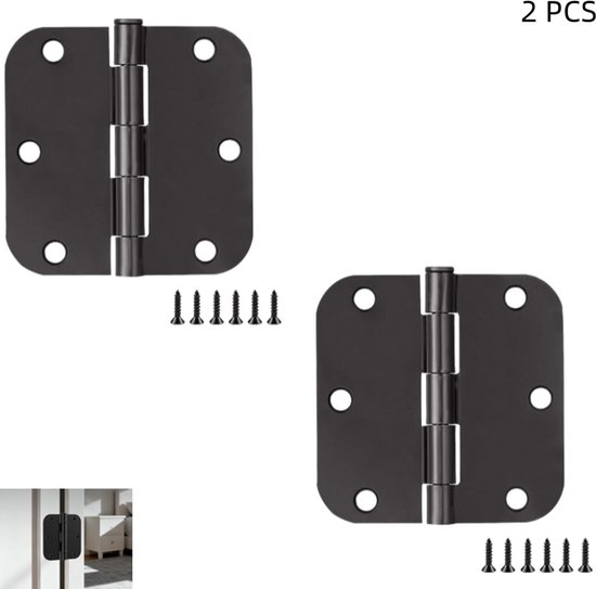 2 Stück Türbänder In Mattschwarz Türbänder Mit Kugellagern 8,9 × 8,9 Cm (radius 5/8 Zoll) Für Innentüren (8,9 × 8,9 Cm) Standardmodell Für Wohn U