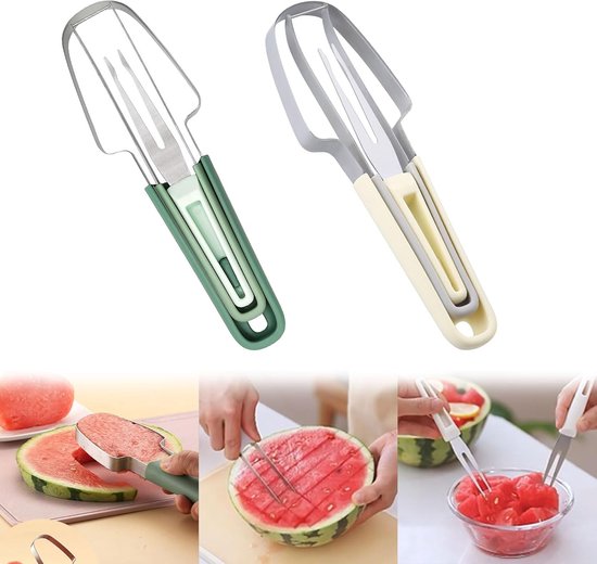 3 In 1 Edelstahl Gabelschneider Wassermelonenschneider Küchengerät Für Zuhause, Partys Und Camping Langlebig Multifunktional