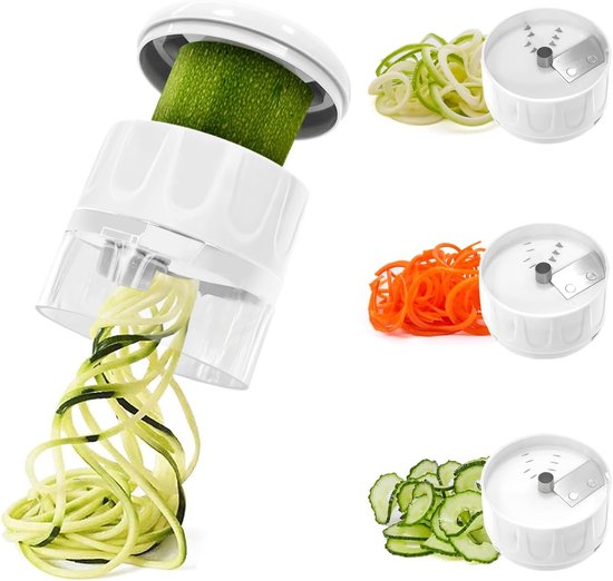 3 In 1 Spiral Gemüseschneider Multifunktionale Gemüsereibe Verstellbarer Schneider Rotationsreibe Schneidewerkzeug Für Obst Und Gemüse Weiß